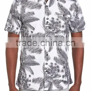 Men's Latest Cotton Gym Shirt Designed in Tropical-vibe With Short Sleeves thumbnail-1