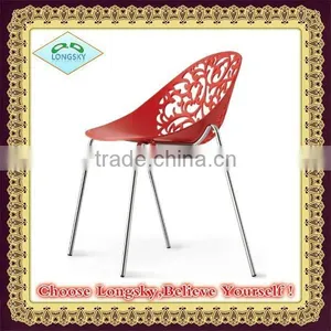 Modern Furniture Stackable Plastic Chair With Metal Legs Dinning Chair thumbnail-3