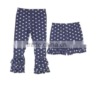 2016 Girls Triple Ruffle Pants Girls Fashion Persnickety Toddler Star Leggings Fall Pants thumbnail-1