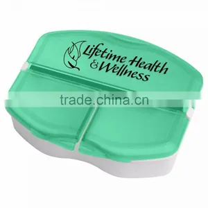 USA Made Tri-Minder Pill Box - Features 1 Large Compartment and 2 Smaller Compartments and Comes With Your Logo thumbnail-2