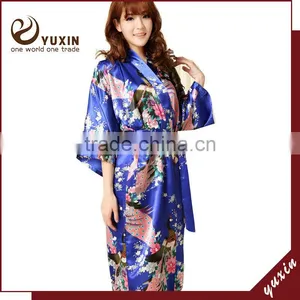 Women Robe Peacock Satin NightGowns,Satin Night Dress NG020 thumbnail-1