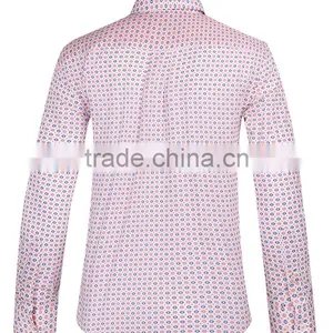 2017 Floral Printed Men's Long Sleeve Button Down Collar Slim Fit Shirt With Contrast Collar and Cuff thumbnail-3