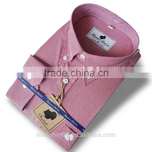 Garment 100% Cotton New Fashion Gingham Men Dress Shirt With Embroidery Men Shirt thumbnail-1