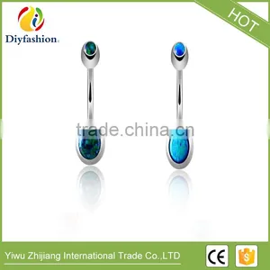 Elegant Navel Ring Belly Ring With Two Opal Balls Body Piercing Jewelry thumbnail-6