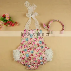 Infant Girls' Printed Skirted Rompers Lace Ruffles Jumpsuit thumbnail-2
