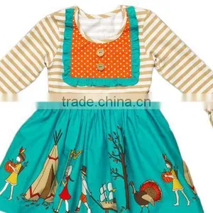 Ruffle Lace Fall Boutique Outifit Princess Print Unicorn Pattern Cattoon Print Swing Dress Girls Casual Dress thumbnail-4