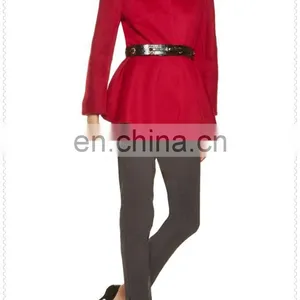 China New Women Elegant Fashion Long Sleeve Cashmere Peplum Jacket thumbnail-3
