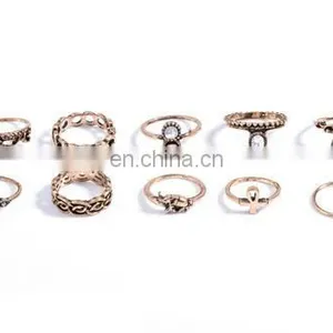Punk Gold Silver Stack Above Knuckle Ring Band Midi Finger Rings 10PCS/Set thumbnail-4
