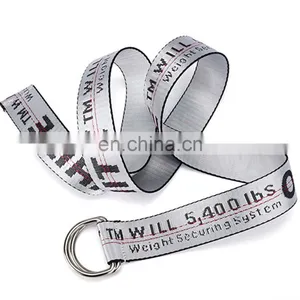 China Factory Wholesale Unisex Canvas Letters Waist Belt With Double D Buckle thumbnail-2