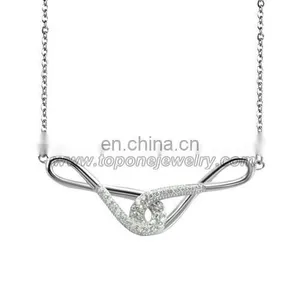 Cheap Wholesale Stainless Steel Double Infinity Crystal Pendants Charms Necklaces Jewelry Gifts thumbnail-3