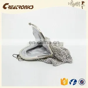 CR Korean Designer Developed Shining Diamonds Surface Skirt Design Metal Frame Fancy Elegant Indian Clutch Purses Wholesale thumbnail-3