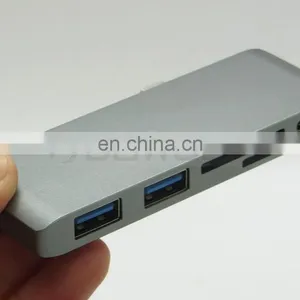 High Speed USB 3.0 USB C Type C Hub 5 in 1 Combo Hub With Charging Port for Macbook Card Reader thumbnail-5