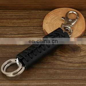 Unique Design Men Car Genuine Black Leather Shape Keychain thumbnail-3