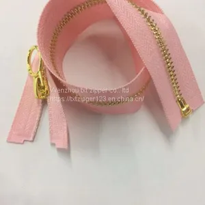 #3 #4 #5 #8 Metal Brass Zipper With Golden Teeth, Golden Circle Puller Open End thumbnail-1
