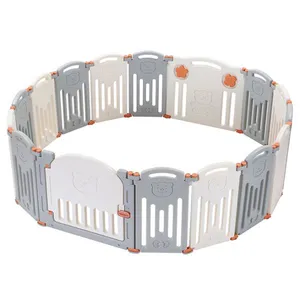 ABST Manufacture Good Quality Big Size Square and Circle Folding Baby Playpen Easy Storage Foldable Baby Bear Fences Plastic thumbnail-1