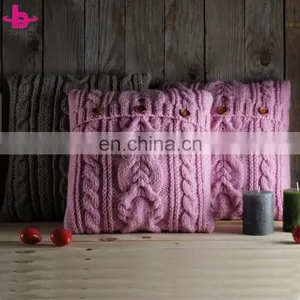 Wholesale Plain Dyed Eco-Friendly 100% Cotton/Acrylic Decorative Chunky Knit Throw Pillow/Cushion Cover thumbnail-4