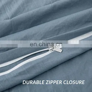 China Wholesaler Luxury Plain Washed Microfiber Twin OEKO Blue Grey Bedding thumbnail-6