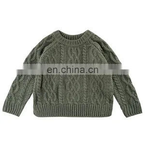 3516/Customized Fashion Pullover Knitted Girls Autumn Winter Sweater Wholesale Solid Kids Sweater thumbnail-1