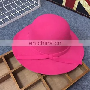 Children's Female Treasure British Hepburn Small Pepper Wave Big Brim Hat Retro Bow Woolen Hat Autumn and Winter Hat thumbnail-5