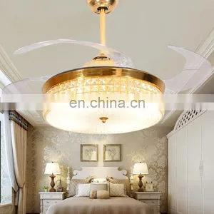 European Luxury Living Room Bedroom Crystal Lamp LED Decorative Stealth Ceiling Fan Fan Lights Restaurant Lights Direct thumbnail-5