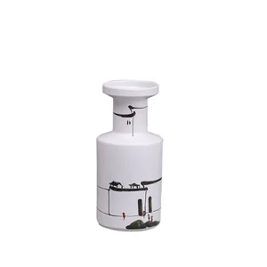 Hand Painted White Baseball Campus Large Combined Type Ceramic Vase Modern Simple Decoration thumbnail-5