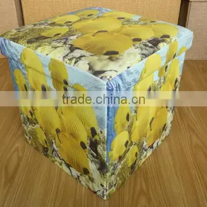 Store Extra Sheets Leather Pouffe thumbnail-1