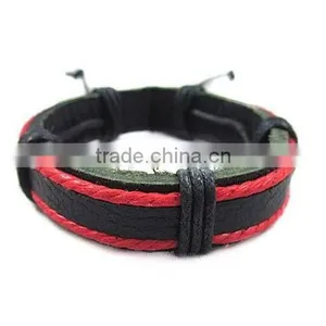 Handmade Cowhide Leather Men Wrap Slider Charm Bracelet Bangle for Gifts thumbnail-5