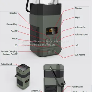 9 in 1 Multifunction Led Solar Lantern Portable Hand Crank Radio With Bluetooth Speaker, Power Bank, SOS, Solar Panel and Retractable Lamping thumbnail-3