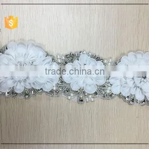 Embroidered Organza Flower Appliques for Bridal Dresses thumbnail-6