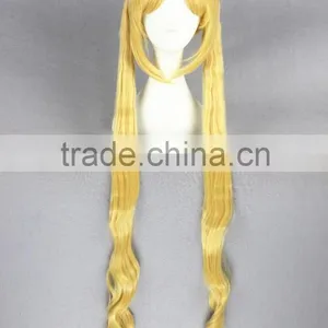 High Quality100cm Long Curly Sailor Moon Wig Blonde Synthetic Cosplay Wig Anime Cosplay Costume Hair Wig Party Wig thumbnail-3