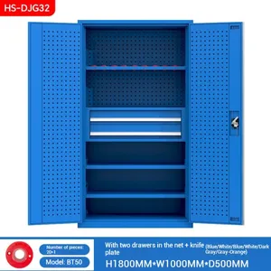 Steel Tool Storage Cupboard With Perforated Pegboard Doors and Hanging Hooks System thumbnail-2