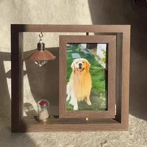 Wooden Pet Memorial Picture Frame With LED Candle Pet Loss Sympathy Photo Frame thumbnail-3