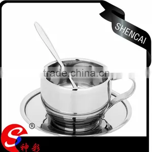 2016 Elegant Deisgn Coffee Tea Dish+cup+spoon 3pcs Set Stainless Steel Coffee Cup Mug Set thumbnail-1