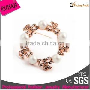 Top Design Rose Gold Plating Inlay Crystals Pearl Brooch thumbnail-1