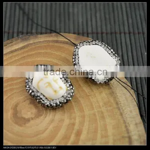 LFD-0065B Wholesale Turquoise Buddha Head Pave Rhinestone Crystal Connectors Beads For Jewelry Making Bracelet Necklace thumbnail-3