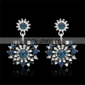 18K Gold Plated Crystal Fashion Lady Sunflower Type Drop Earrings thumbnail-6