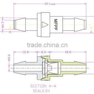 3/16" Duckbill Check Valve Plastic Check Valve thumbnail-2