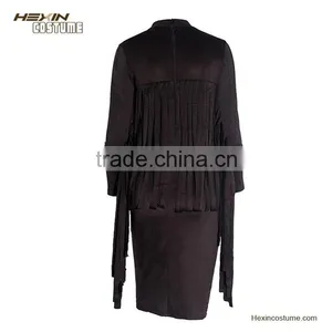 V Neck Clubwear Black Long Sleeve Elegant Korean Girls Sexy Mini Dress thumbnail-5