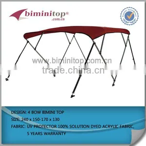 4 Bow Aluminum Square Tube Bimini Top for Pontoon Boat thumbnail-4
