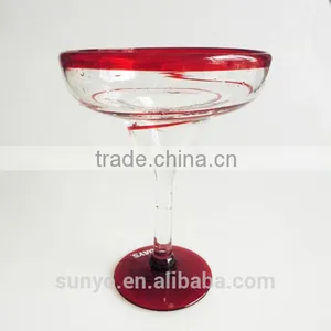 Hot Saled Red Rim and Bottom Swirl Margarita Glasses thumbnail-1