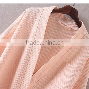 The Hotel for Men and Women in Spring and Summer Cotton Waffle Bathrobe Kimono Hotel Bathrobe Sweat Evaporate Couples Bath Robe thumbnail-2
