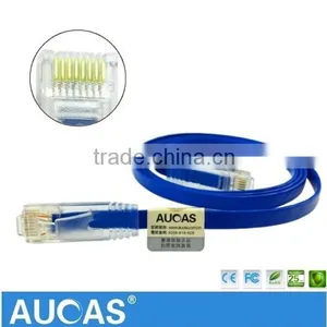Taiwan Manufacture RJ45 Flat UTP Cat6 24AWG Strain Copper Network Patch Cord With CE/RoHS Printed On Cable thumbnail-1
