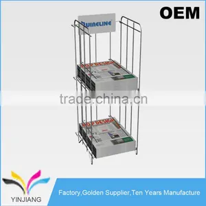 2-Tier Metal Foldable Tabloid Newspaper Display Rack for Newspaper Holder thumbnail-1