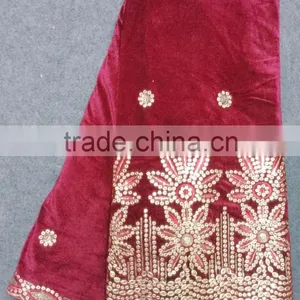 High Quality Velvet Evening Dresses With Lace Pictures African Velvet Lace Fabric thumbnail-6
