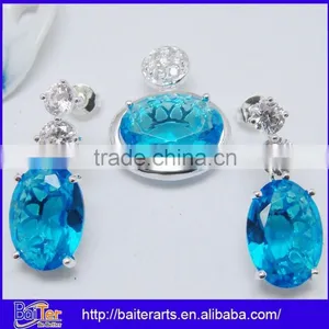 Many Designs !!! Created Opal And Square Light Blue Topaz And Pave Diamond Necklace Pendant thumbnail-2