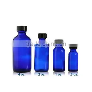 Cobalt Blue Glass Water Bottle Basil Seed Drink in Glass Bottle Blue Riva thumbnail-1