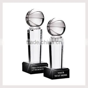 Crystal Basketball Awards With Black Base Crystal Hand Holder Trophies thumbnail-1