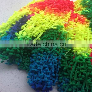 Space Dye Nylon Changing Pom Pom Fringe Tassel Rainbow Trim Pon Pon Trims thumbnail-1