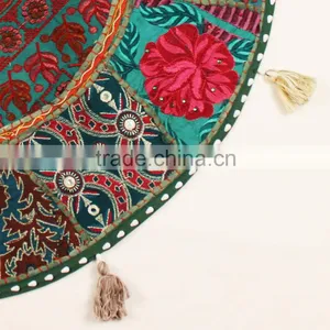 Indian Round Decorative Pillow Covers Indian Throw Pillows Indian Round Cushion Covers Pom Pom Round Pillows thumbnail-5