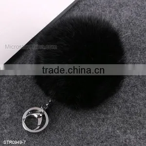 10cm Big Fur Pom Pom Keychain Rabbit Fur Keychain thumbnail-5
